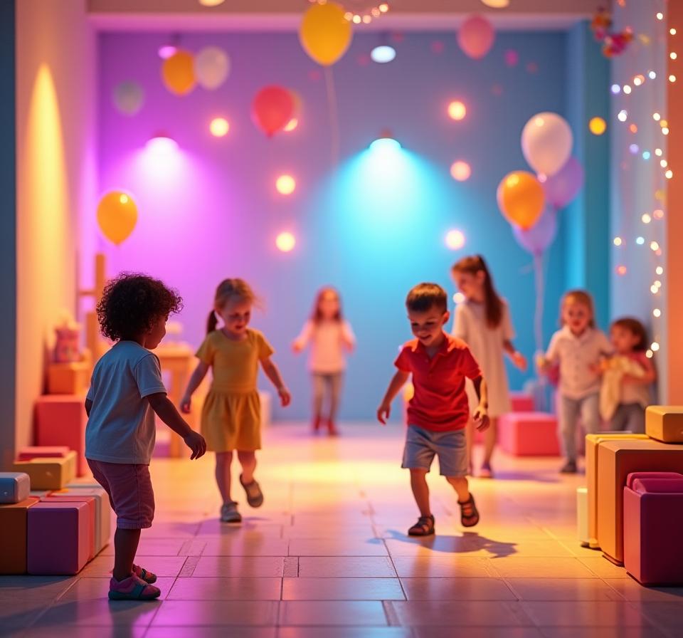 Feste bambini con luci e pavimenti sicuri