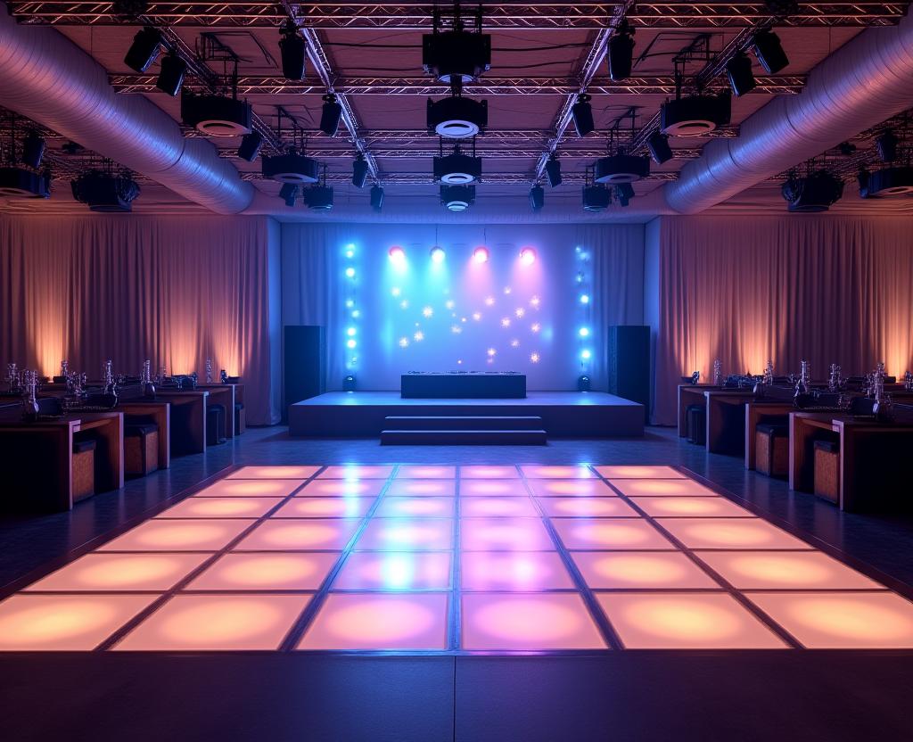 Evento aziendale con dance floor e impianto audio