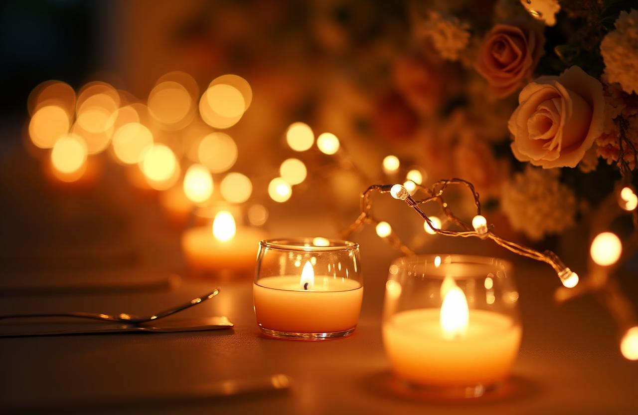 Luci da fata e candele matrimonio lusso