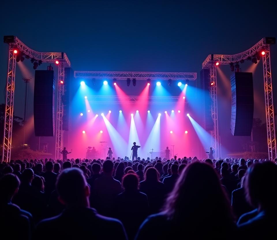 Evento musica live all'aperto con impianto audio professionale